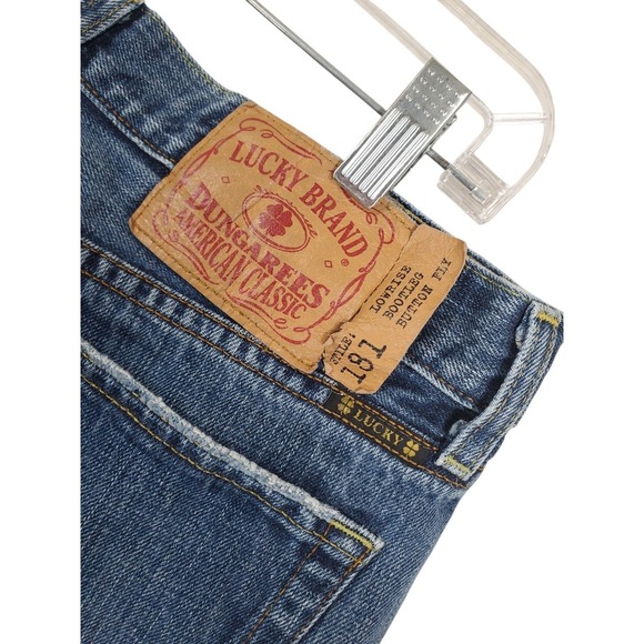 Vtg Lucky Brand 181 Dungaree Jeans Mens 34x33 Buttonfly Bootleg Distressed USA - Picture 2 of 11